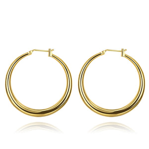 Italian-Made 18K Gold Plated French Lock Hoop Earrings