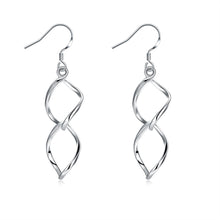 Load image into Gallery viewer, Twist Drop Earring in White Gold Plated