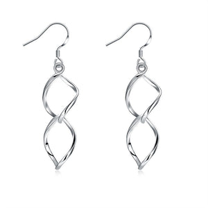 Twist Drop Earring in White Gold Plated
