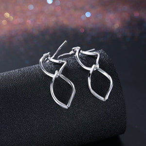 Twist Drop Earring in White Gold Plated