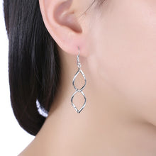 Load image into Gallery viewer, Twist Drop Earring in White Gold Plated