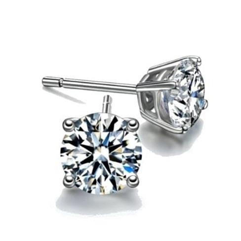2ct Sterling Silver Round Simulated Diamond Studs