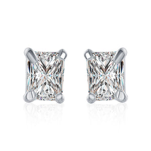 Swarovski Crystal Stud Rectangle diamond cut Earring in White Gold Plated